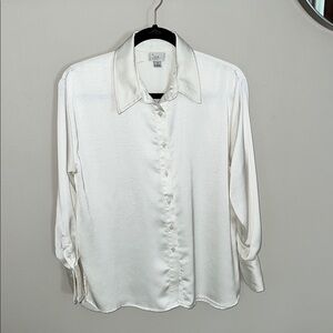 a new day White Satin Button Down Shirt